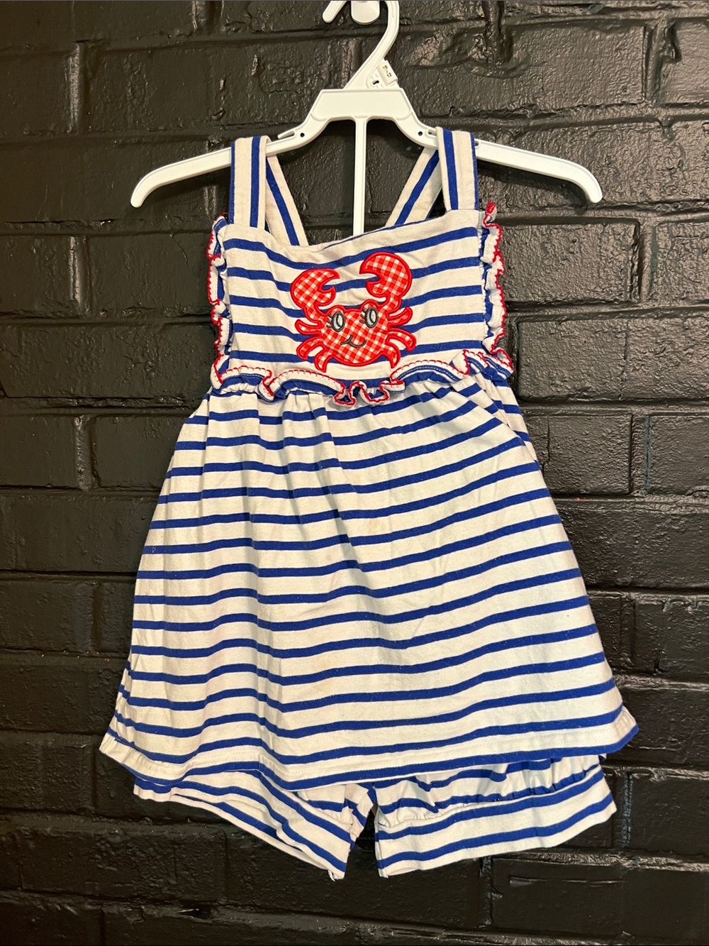 Blue & White Striped Crab Kids Matching Set